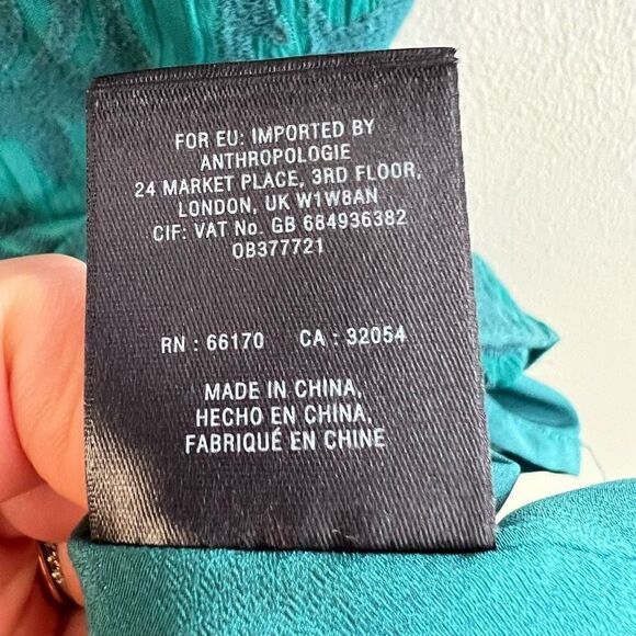 Moulinette Soeurs by Anthropologie Womens 0 Green Blue Flutter Sleeve Midi Dress - Picture 12 of 13